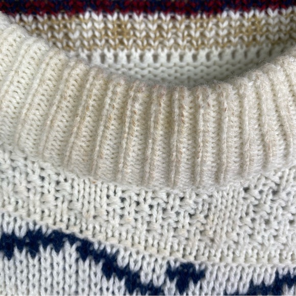 Vintage Men's Fine Line Acrylic Knitted Sweater Grandpa Jumper Longlsleeve - Picture 4 of 4